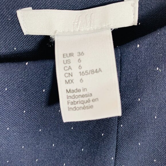 H&M fit and flare navy polka sleeveless dress sz 6 - Picture 2 of 12